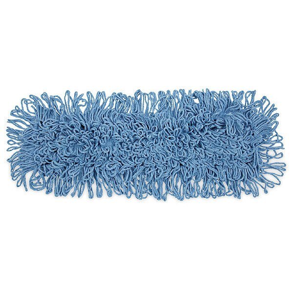 24 in L Looped-End Dust Mop, Blue, Cotton/Synthetic, Unisan, Mfr#: UNS 1124