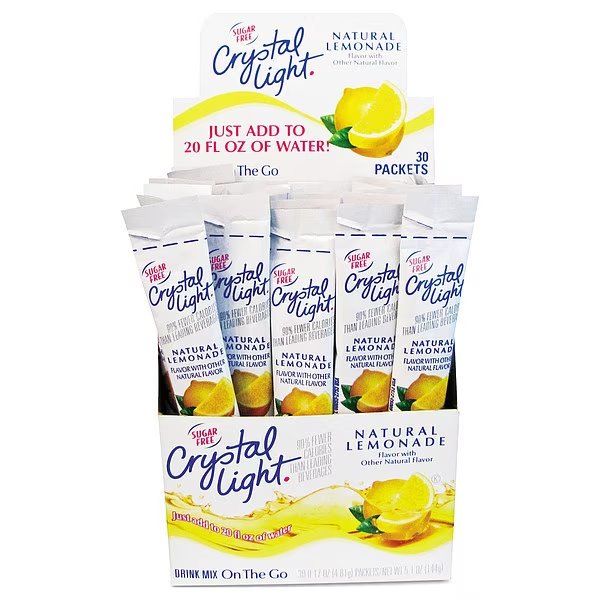 Lemonade Packet, Mix Powder, Lemonade, 30 PK, Crystal Light, Mfr#: 00796