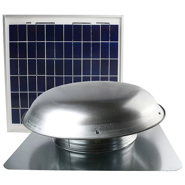 433 CFM Solar Powered Roof Mount Power Attic Ventilator with Panel in Mill, Maxx Air, Mfr#: CXSOLRFMILUPS