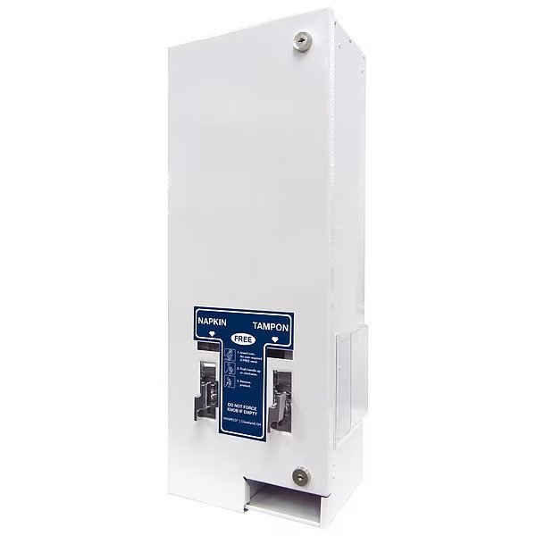 Sanitary Napkin/Tampon Dispenser, White, Length: 7-5/8 in, Hospeco, Mfr#: D1