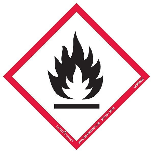 GHS Flame Label, 4inx4in, Polyprop, 50, Labelmaster, Mfr#: GHIS0087