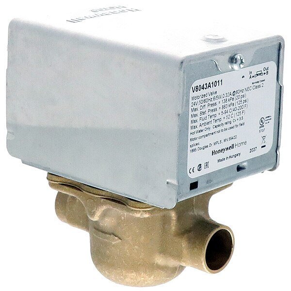 ZONE VALVE 24/60 1/2" SWEAT 3.5 CV 18" L, Honeywell Home, Mfr#: V8043A1011