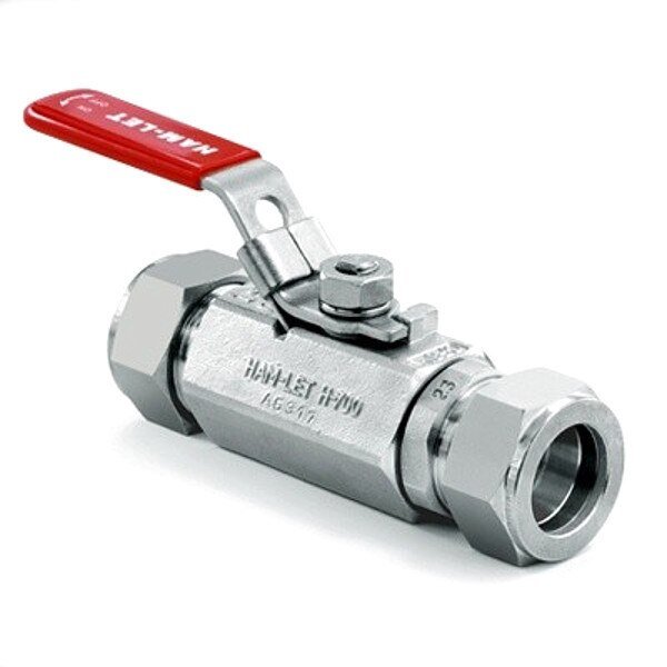 Manual 2-Way Ball Valve, Let-Lok, SS, Ham-Let, Mfr#: H-700-SS-L-10MM-T-LD