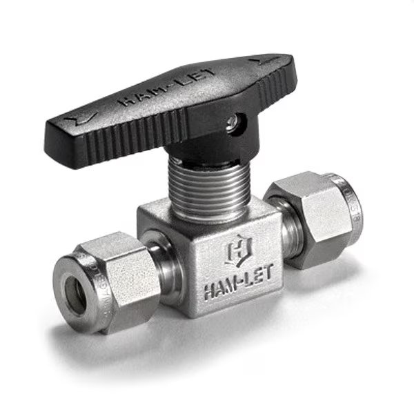 Manual 2-Way Ball Valve, Let-Lok, SS, Ham-Let, Mfr#: H-800S-SS-L-1/4-M