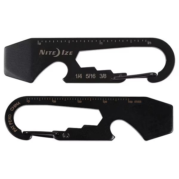 Carabiner Key Clip, 11/16 in Ring Size, Black, Nite Ize, Mfr#: KMT-01-R3