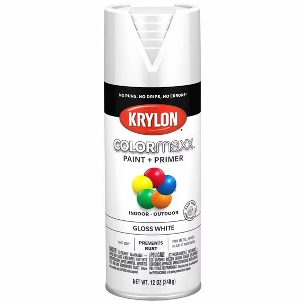 Spray Paint, Gloss, White, 12 oz, Colormaxx, Mfr#: K05545007