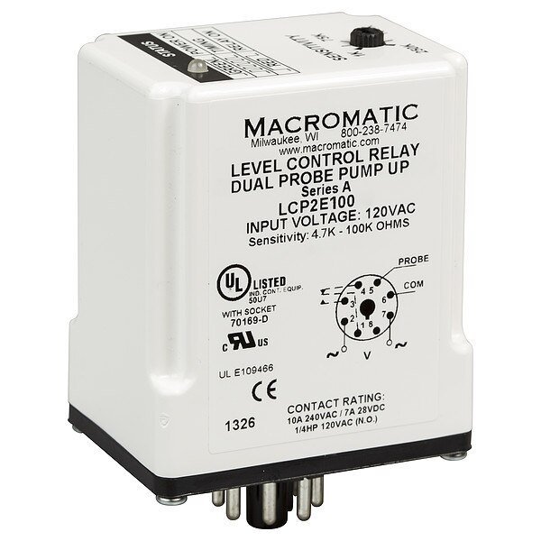 Liquid Level Relay, Macromatic, Mfr#: LCP2E100-G
