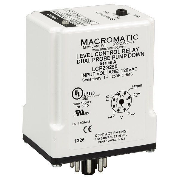 Liquid Level Relay, Macromatic, Mfr#: LCP2G250-G