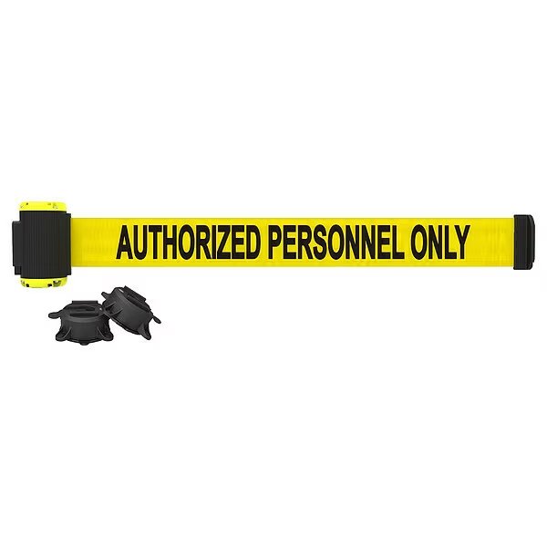 Magnetic Retrctble Belt Barrier, 7ft, Yllw, Banner Stakes, Mfr#: MH7013