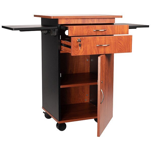 Multimedia Cart, 38" H, 35 lb Ld Cap., Teak, Oklahoma Sound, Mfr#: MMC