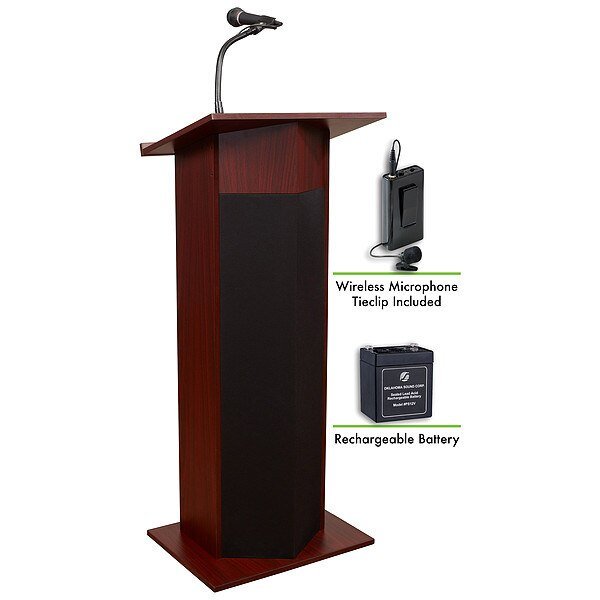 OS Power Plus Lectern Recharge Battery Wireless Tie Clip Mic Mahogany, Oklahoma Sound, Mfr#: M111PLS-MY/LWM-6