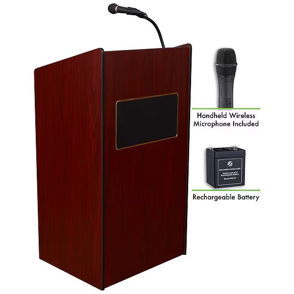 OS Aristocrat Sound Lectern Recharge Batt Wireless Hand Mic Mahogany, Oklahoma Sound, Mfr#: M6010-MY/LWM-5