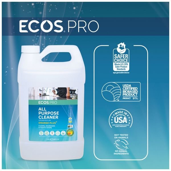Cleaner/Degreaser, 1 gal Jug, Liquid, Yellow, 4 PK, Ecos Pro, Mfr#: PL9748/04