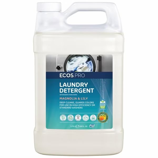 High Efficiency Laundry Detergent, Liquid, Magnolia and Lily, Clear, 4 PK, Ecos Pro, Mfr#: PL9750/04