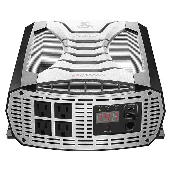 Power Inverter, 6,000 W Peak, 3,000 W Continuous, 4 Outlets