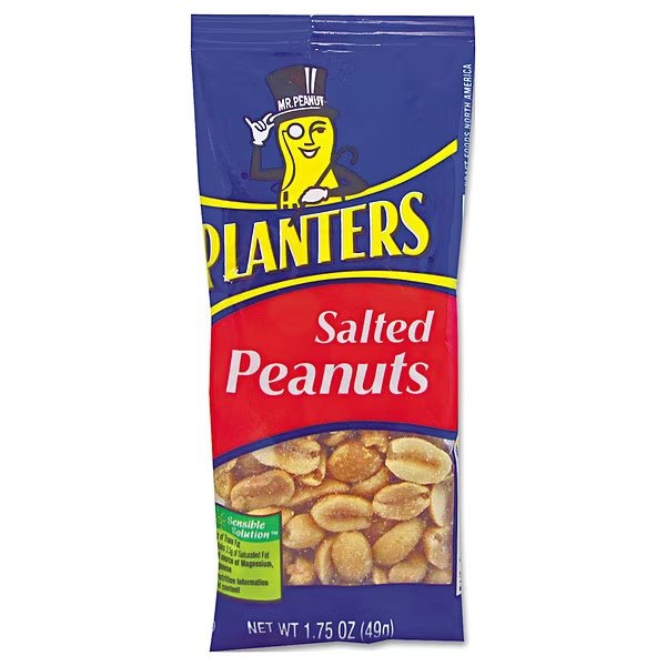 1.75oz Planters Salted Peanuts, 12 PK, Planters, Mfr#: 07708