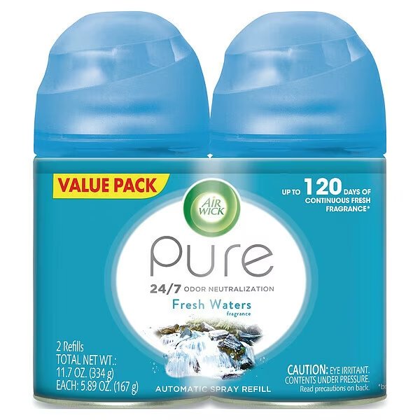 Freshmatic Ultra Spray Refill, Fresh Waters, 5.89 oz Aerosol Spray, PK6, Air Wick, Mfr#: 62338-82093