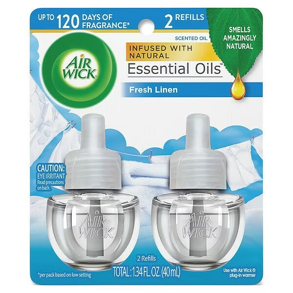 Scented Oil Refill, Fresh Linen, 0.67 oz, PK2, Air Wick, Mfr#: 62338-82291