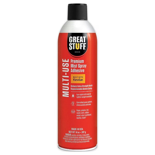 Spray Adhesive, Clear, 14 fl oz, Mist, Great Stuff, Mfr#: GSMA14101