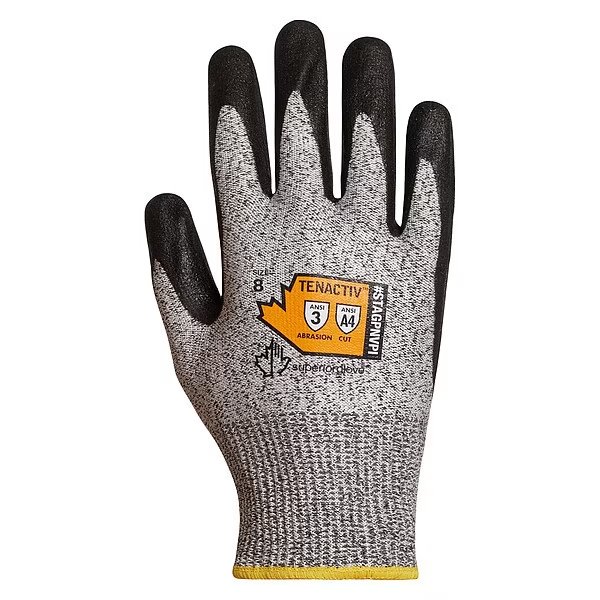 Knit Gloves, A5 Cut Level, 13 ga, Black/White, 8, Superior Glove, Mfr#: STAGPNVPI8