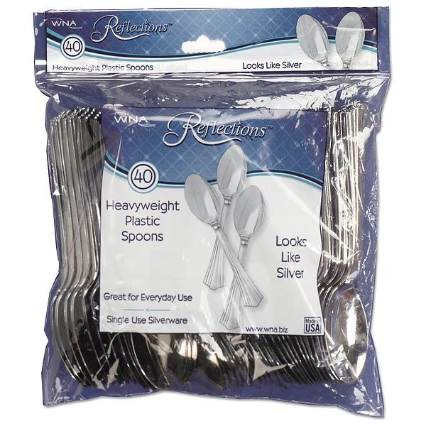 Disposable Plastic Spoon 6.25", Silver, Pk320, Wna, Mfr#: WNA REF320SP