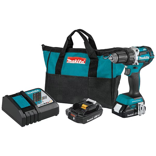 1/2 in, 18V DC Cordless Drill, Battery Included, Makita, Mfr#: XFD12R