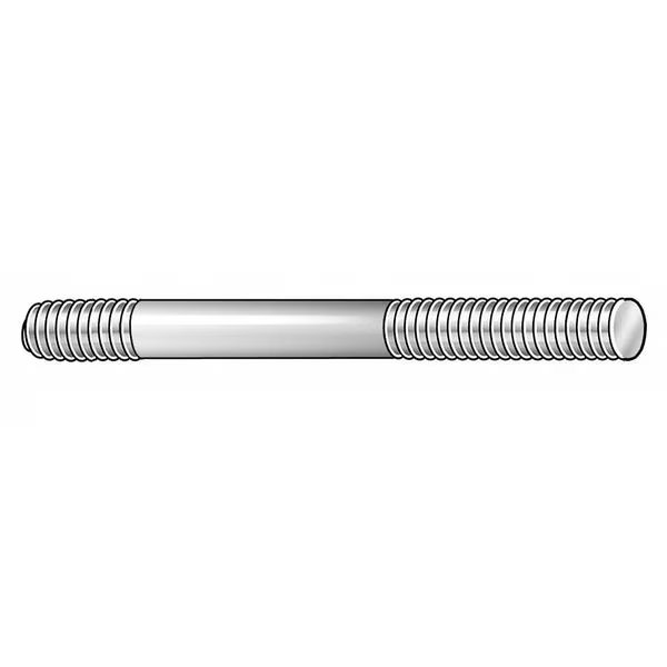 Double-End Threaded Stud, 3/8"-16 Thread to 3/8"-16 Thread, 4 in, Steel, Black Oxide, 2 PK, Te-Co, Mfr#: 40553