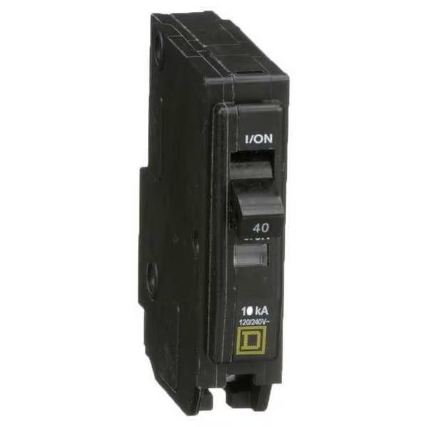 Miniature Circuit Breaker, QO Series, 40A, 1 Pole, 120/240V AC, 10kA at 120/240V AC, Square D, Mfr#: QO140