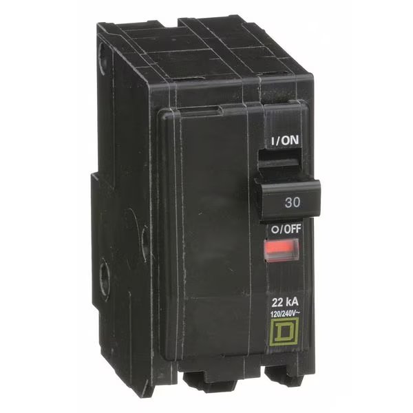 Miniature Circuit Breaker, QO Series, 30A, 2 Pole, 120/240V AC, 22kA at 120/240V AC, Square D, Mfr#: QO230VH
