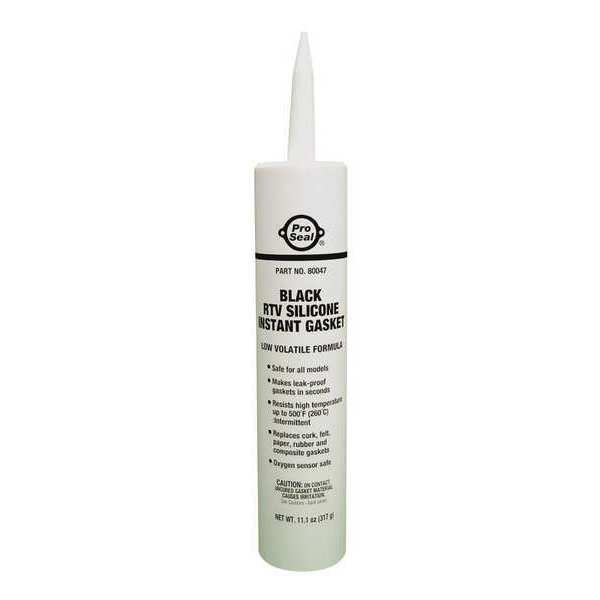 Oil-Resistant RTV Silicone Sealant, 11.1 oz, Black, Temp Range -75 to 500 Degrees F, Pro Seal, Mfr#: 80047