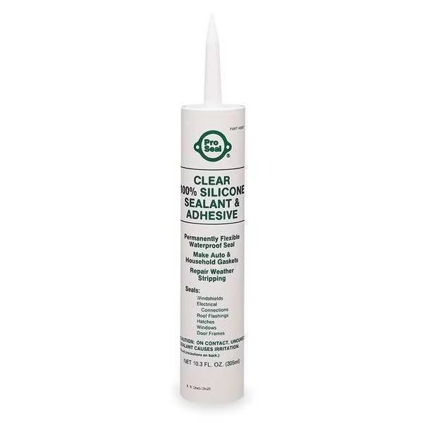 Waterproof RTV Silicone Sealant, 11.1 oz, Clear, Temp Range -75 to 500 Degrees F, Pro Seal, Mfr#: 80067