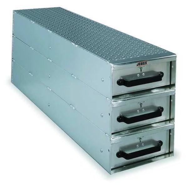 3 Drawer Long Stacked Heavy-Duty Aluminum Drawer Storage 12"W x 18"H x 50"L, Crescent Jobox, Mfr#: 1408980