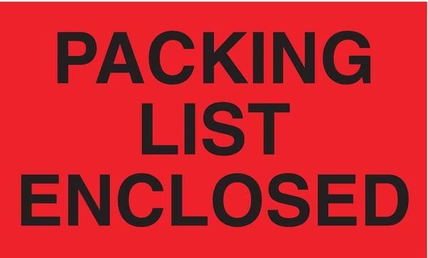 Shipping Labels 3", Packing List Enclosed, Red, Pk50, Tapecase, Mfr#: 16V022