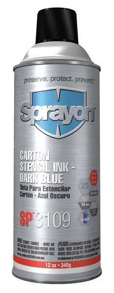 Stencil Ink, 16 oz, Net 12 Oz, Dark Blue, Sprayon, Mfr#: S03109000