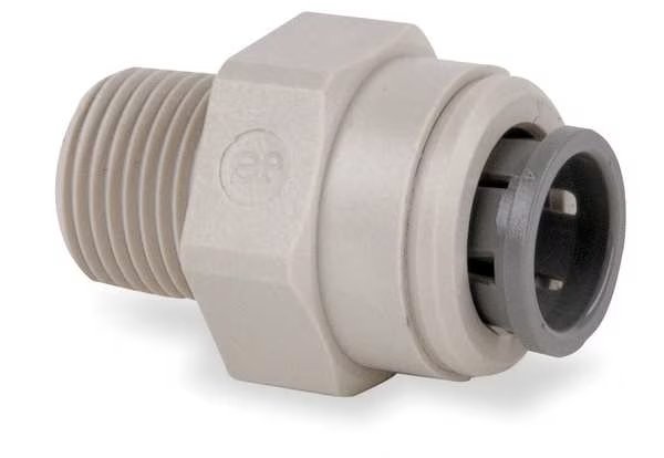 Push-to-Connect, Threaded Male Adapter, 3/8 in Tube Size, Acetal, Gray, 10 PK, John Guest, Mfr#: PI-011222-S