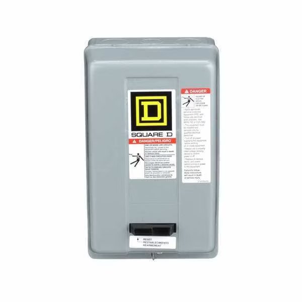 Nonreversing Magnetic Motor Starter, 1 NEMA Rating, 240V AC, 3 Poles, No Auxiliary Contacts, Square D, Mfr#: 8536SBG2V03