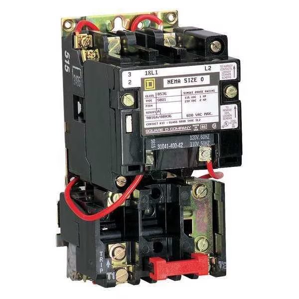 Nonreversing Magnetic Motor Starter, No Enclosure NEMA Rating, 24V AC, 3 Poles, Square D, Mfr#: 8536SDO1V01S