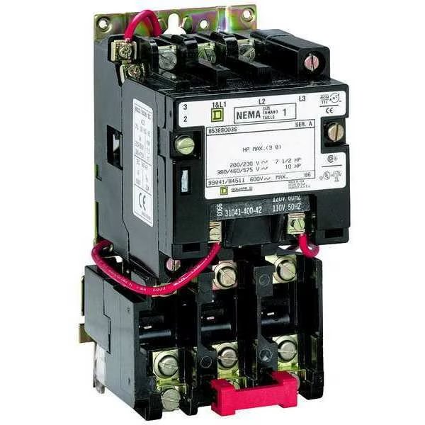 Nonreversing Magnetic Motor Starter, No Enclosure NEMA Rating, 480V AC, 3 Poles, Square D, Mfr#: 8536SEO1V06
