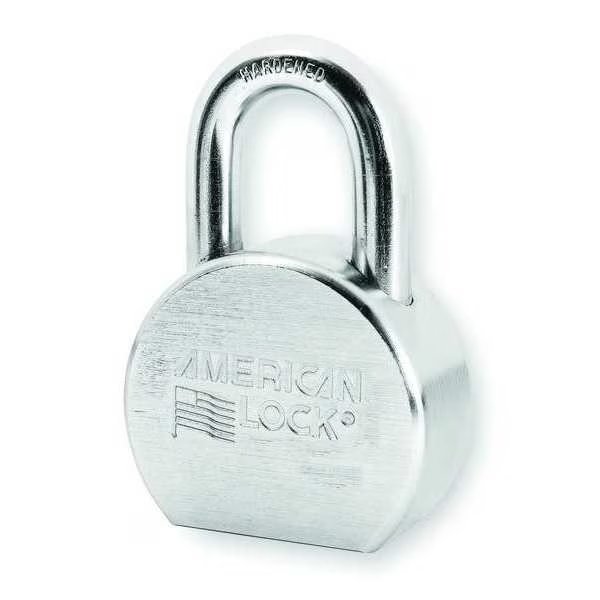 Padlock, Keyed Alike, Standard Shackle, Round Steel Body, Boron Shackle, 15/16 in W, American Lock, Mfr#: A700NKA