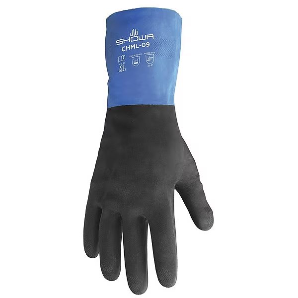12" Chemical Resistant Gloves, Natural Rubber Latex/Neoprene, 10, 1 PR, Showa, Mfr#: CHMXL-10