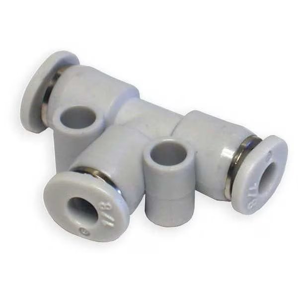 Barbed Tee, 1/4 in Tube Size, Brass (Threaded Body); PBT (Body), Gray, 10 PK, Norgren, Mfr#: M20600400