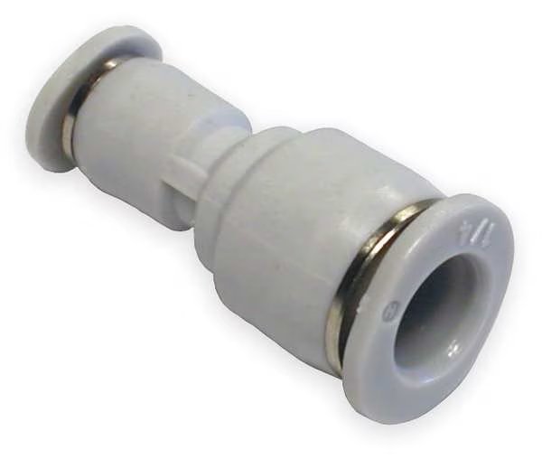 Reducing Straight Union, 1/4 in x 1/8 in Tube Size, PBT, White, 10 PK, Norgren, Mfr#: M20200401