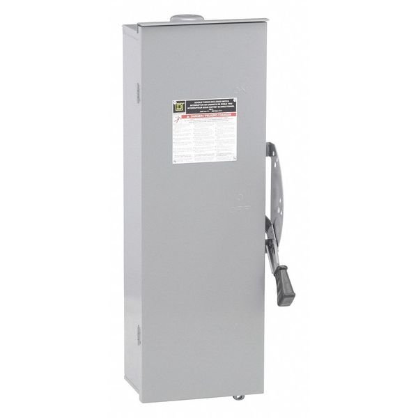 Nonfusible Safety Switch, Heavy Duty, 240V AC/DC, 2PDT, 100 A, NEMA 3R, Square D, Mfr#: DTU223RB