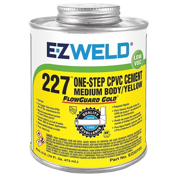 Cement, 16 Oz, Yellow, CPVC, Ez Weld, Mfr#: 22703