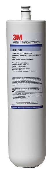 Quick Connect Filter, 1.5 gpm, 5 Micron, 3-3/4" O.D., 18 in H, 3M Filtration, Mfr#: 5631905