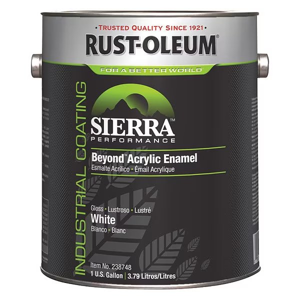 Interior/Exterior Paint, Glossy, Water Base, White, 1 gal, Rust-Oleum, Mfr#: 238748