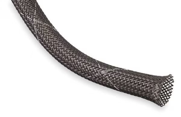Braided Sleeving, 1.250 In., 50 ft., Black, Techflex, Mfr#: FRN1.25TB50