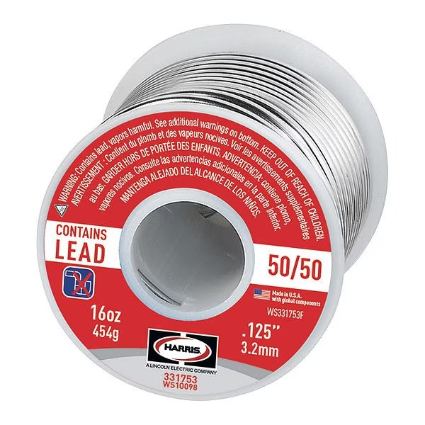 Leaded Solder, Dia 0.125 In, 1lb, Harris, Mfr#: 331753