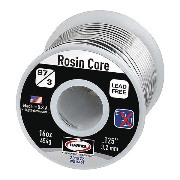 Lead Free Solder, Dia 0.125 In, 1lb, Harris, Mfr#: 331872