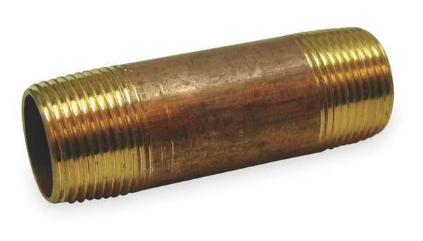 3/8" MNPT x 4" TBE Red Brass Pipe Nipple Sch 40, EnjoyTool Select, Mfr#: 462-040